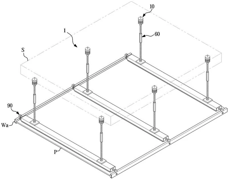 Ceiling seismic isolation and damping device Representative drawing
